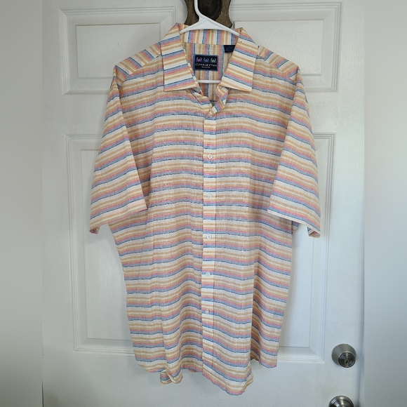 (656) Charleston Threads Men's Casual Linen Short Sleeve Button Down Shirt, XL - Picture 4 of 15